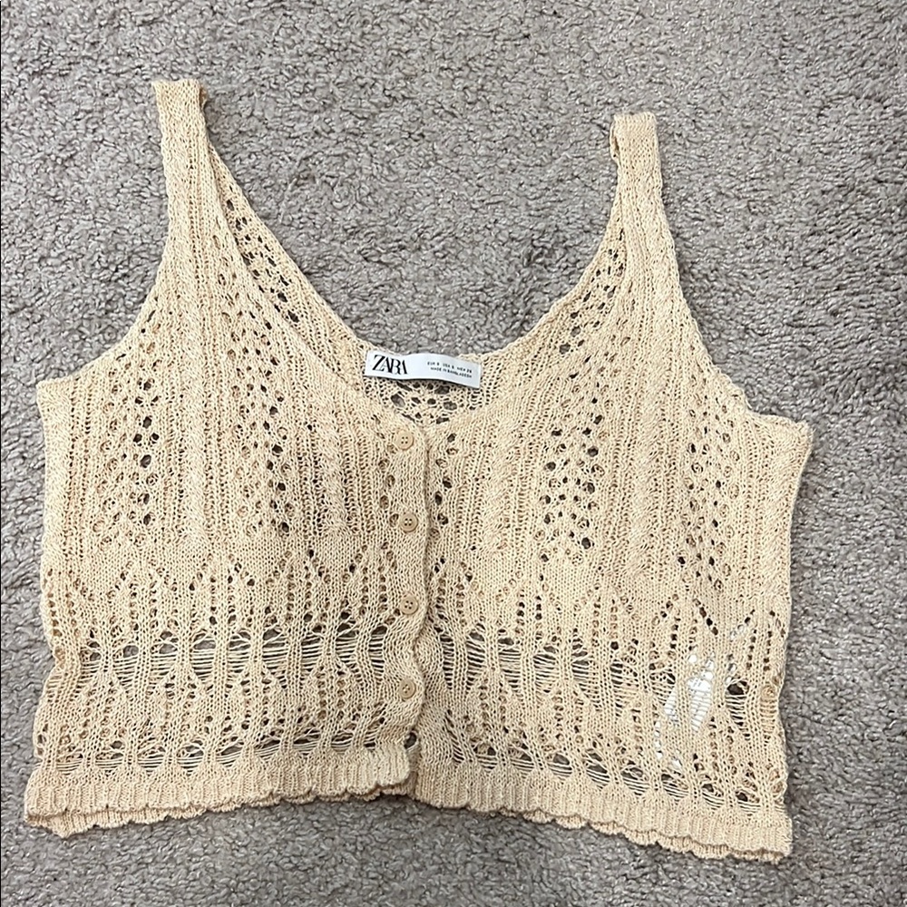 Zara Beige Knit Women's Top